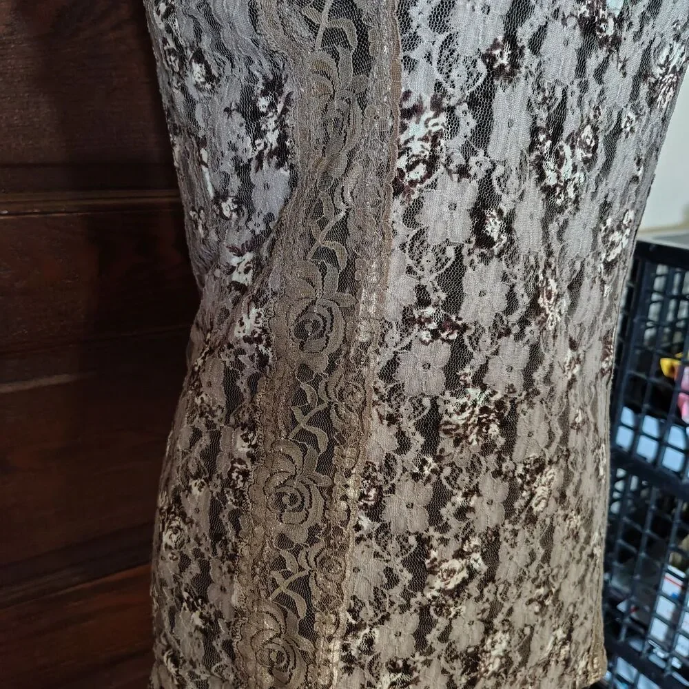 Y2k Indie Sleaze Brown Floral Lace Cottagecore Scoop Neck Tank Top/T732